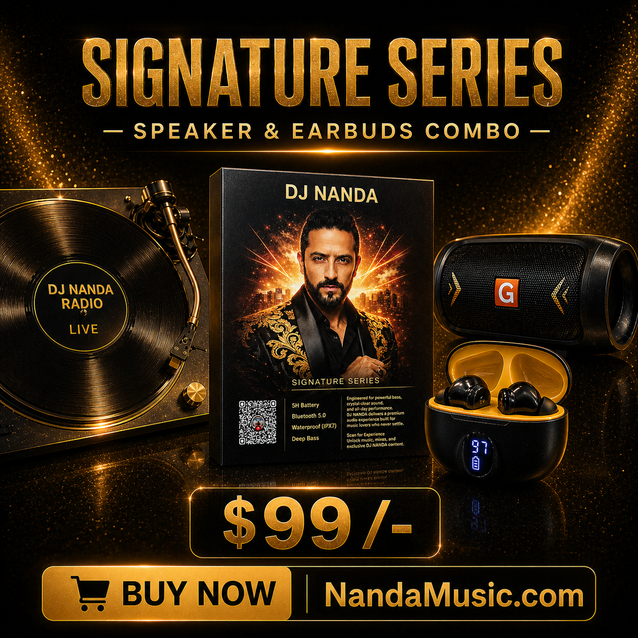 DJ NANDA Signature Series Speaker and Earbuds Combo